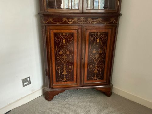 SUPERB EDWARDIAN MARQUETRY CORNER CABINET - ADDITIONAL PHOTO 5