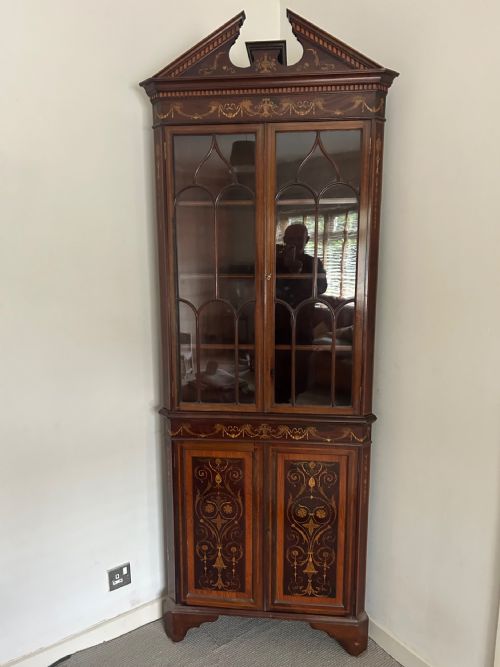 SUPERB EDWARDIAN MARQUETRY CORNER CABINET - ADDITIONAL PHOTO 1