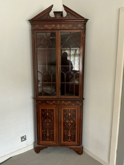 SUPERB EDWARDIAN MARQUETRY CORNER CABINET - ADDITIONAL PHOTO 2