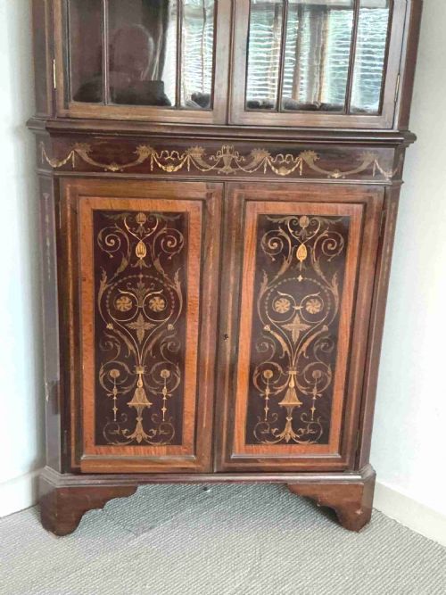 SUPERB EDWARDIAN MARQUETRY CORNER CABINET - ADDITIONAL PHOTO 4