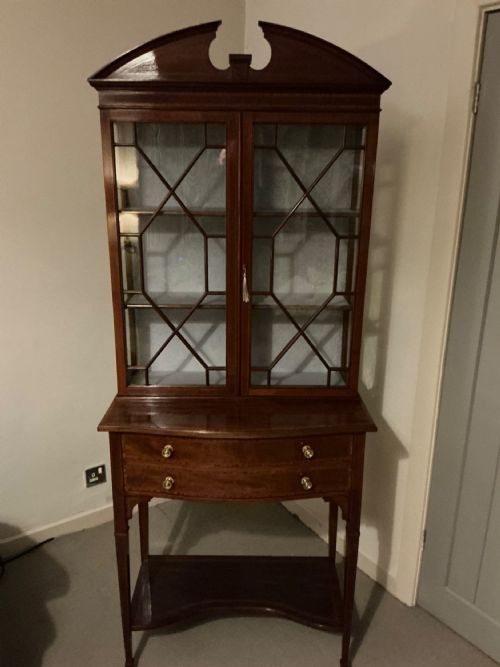 pretty edwardian inlaid cabinet on stand - CATEGORY: ANTIQUE CABINETS - DATED EDWARDIAN
