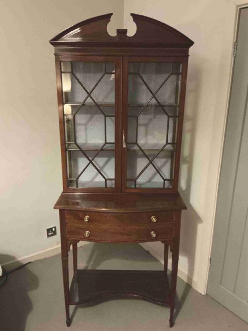 PRETTY EDWARDIAN INLAID CABINET ON STAND - ADDITIONAL PHOTO 2