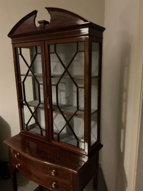 PRETTY EDWARDIAN INLAID CABINET ON STAND - ADDITIONAL PHOTO 3