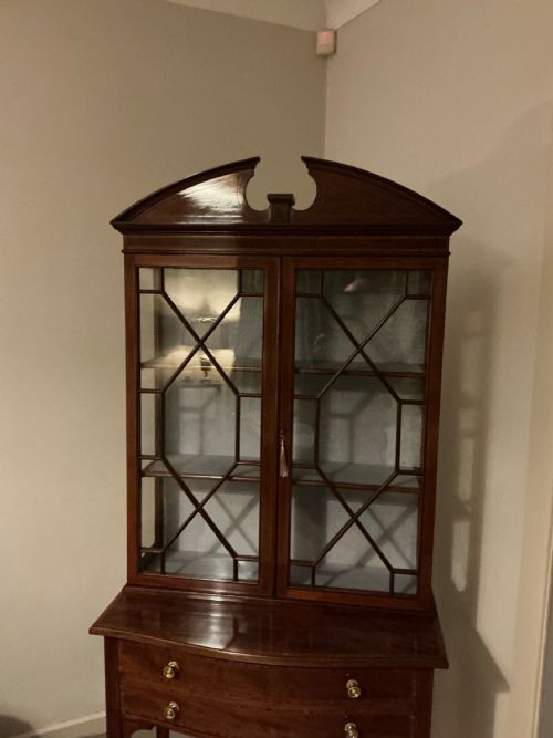 PRETTY EDWARDIAN INLAID CABINET ON STAND - ADDITIONAL PHOTO 4