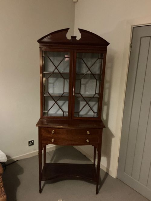 PRETTY EDWARDIAN INLAID CABINET ON STAND - ADDITIONAL PHOTO 5