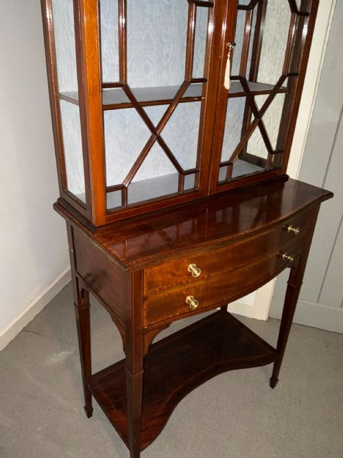 PRETTY EDWARDIAN INLAID CABINET ON STAND - ADDITIONAL PHOTO 6