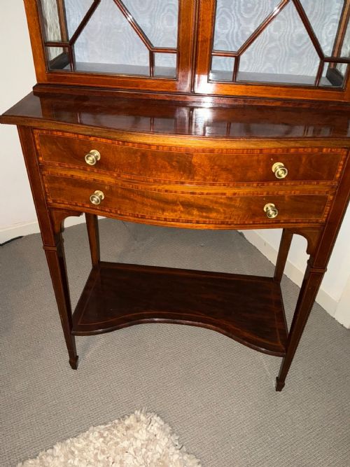 PRETTY EDWARDIAN INLAID CABINET ON STAND - ADDITIONAL PHOTO 7