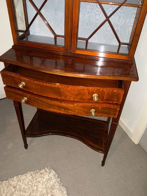 PRETTY EDWARDIAN INLAID CABINET ON STAND - ADDITIONAL PHOTO 9