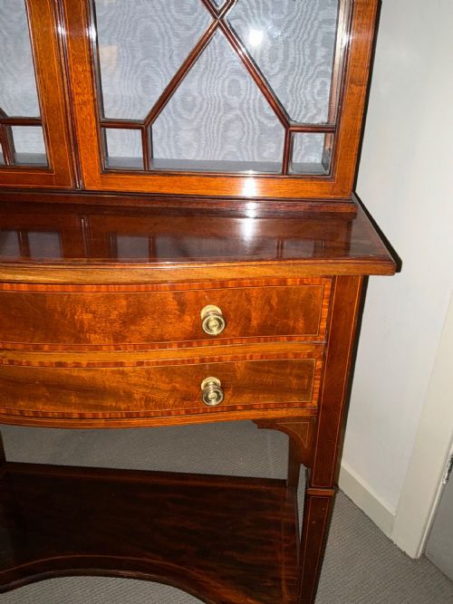 PRETTY EDWARDIAN INLAID CABINET ON STAND - ADDITIONAL PHOTO 11