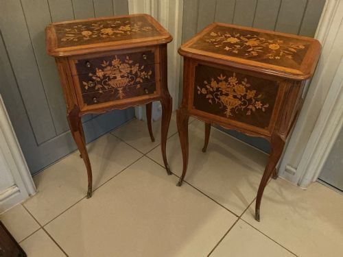 Superb pair of marquetry bedside tables