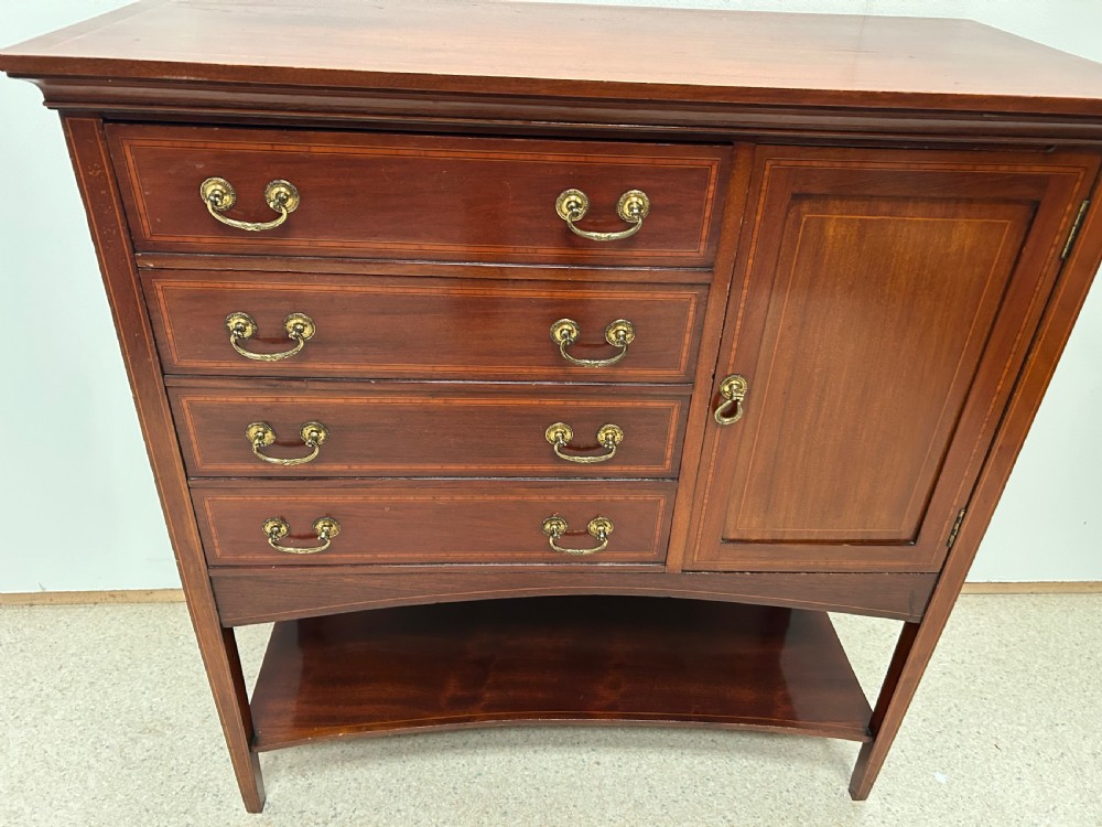 Edwardian inlaid mahogany music cabinet View VI