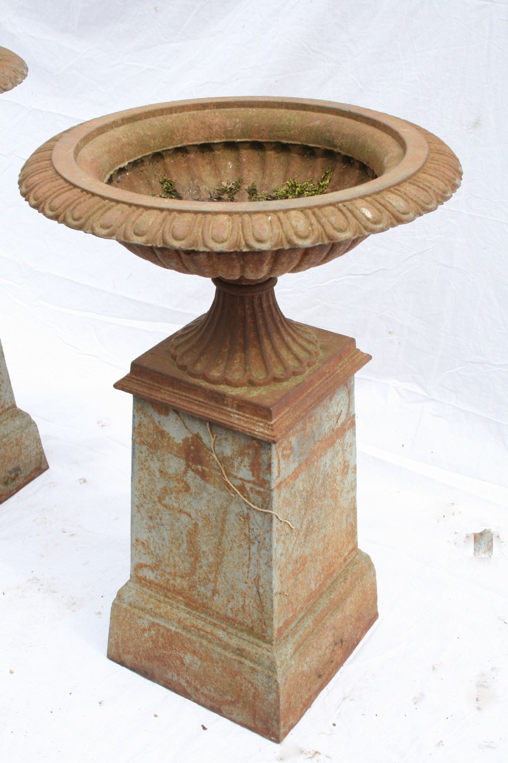 pair cast iron urns  View II