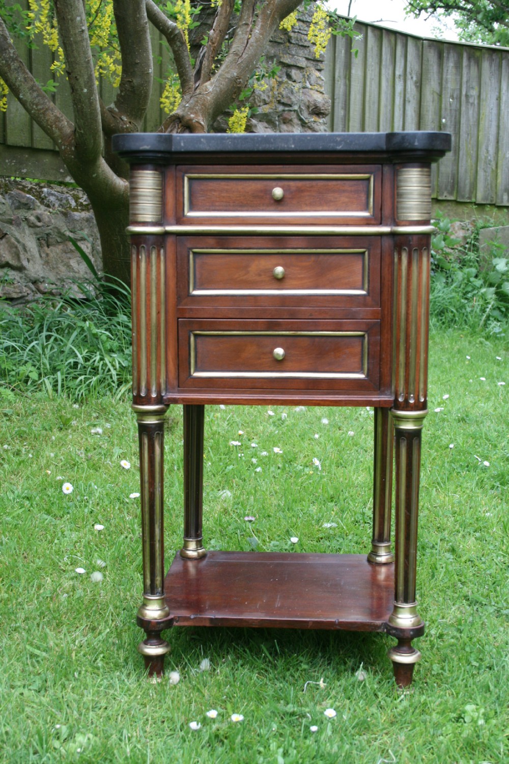 empire style mahogany bedside table  View III