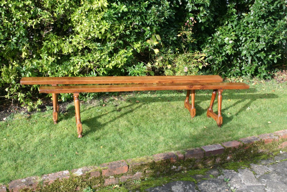 large pair of cherry wood benches  View II