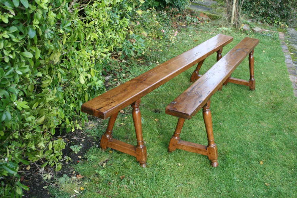 large pair of cherry wood benches  View IV