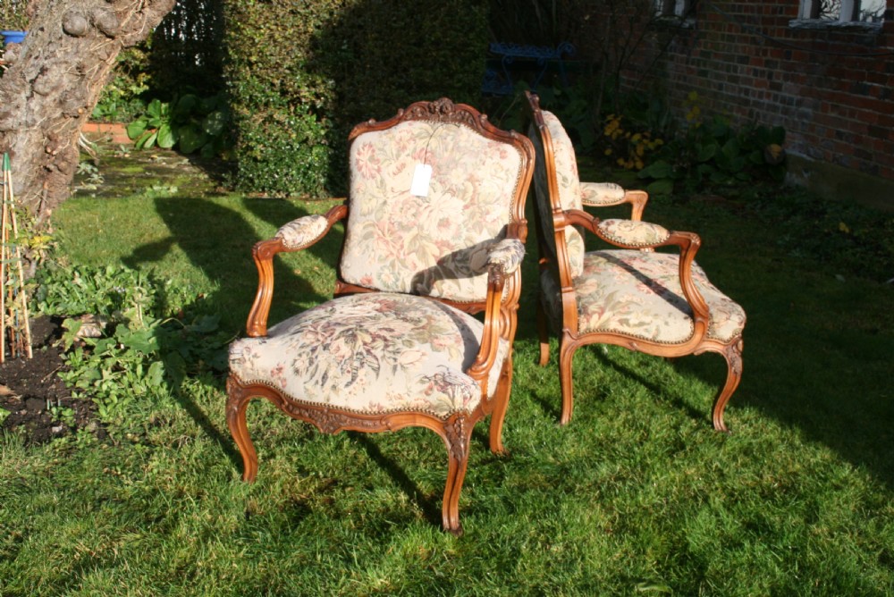 Pair of louis style walnut armchairs  View III