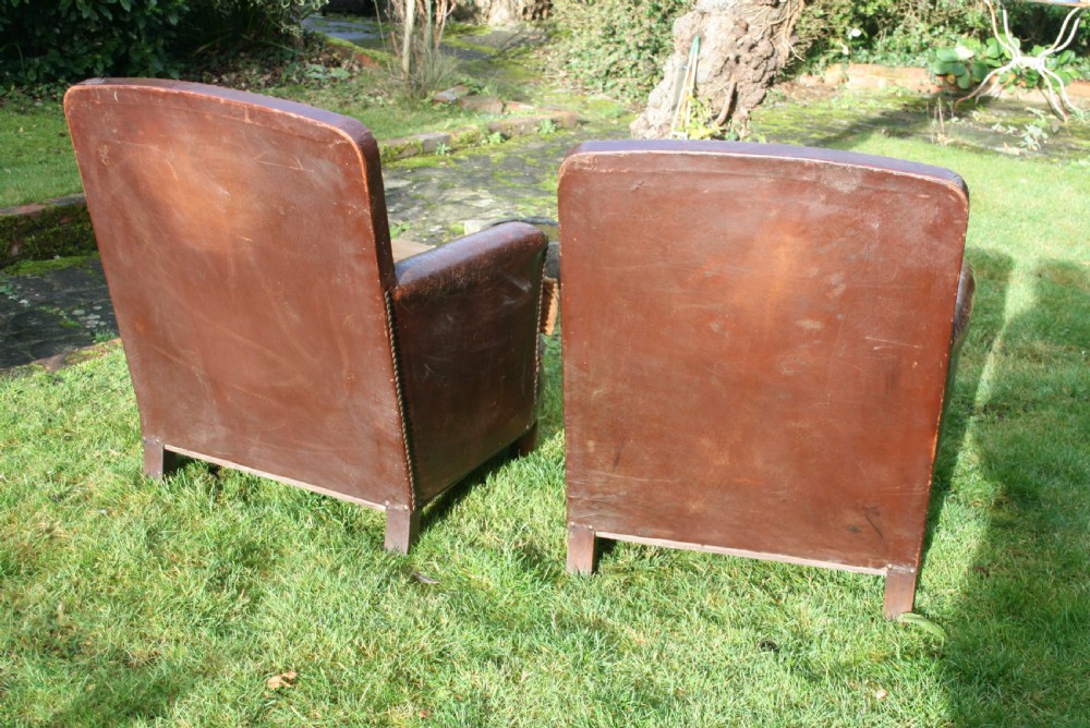 pair of French leather club chairs  View IV