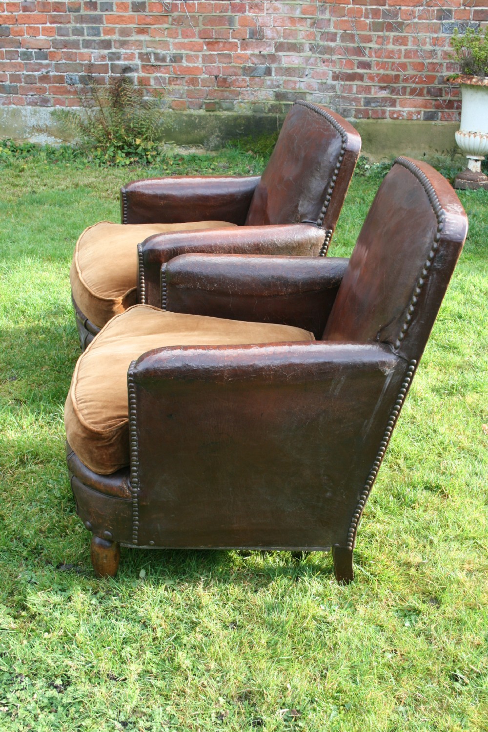 pair of French leather club chairs  View VI