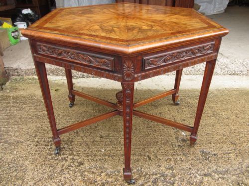 Victorian Walnut and Thuya Burr Hexagonal Occasional Centre Table