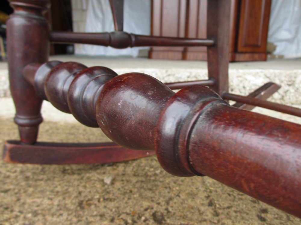 19th Century Elm and Beech Twist Stick Back Rocking Armchair  View VII