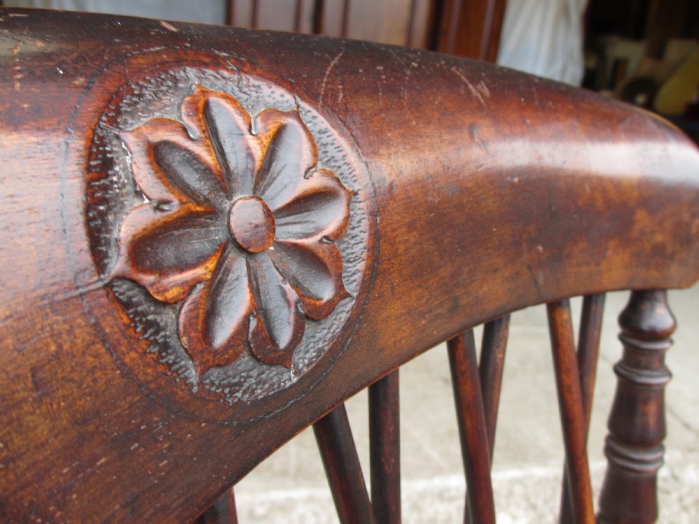 19th Century Elm and Beech Twist Stick Back Rocking Armchair  View IX