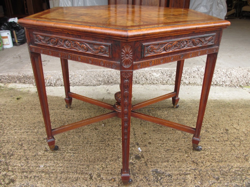 Victorian Walnut And Thuya Burr Hexagonal Occasional Centre Table View II