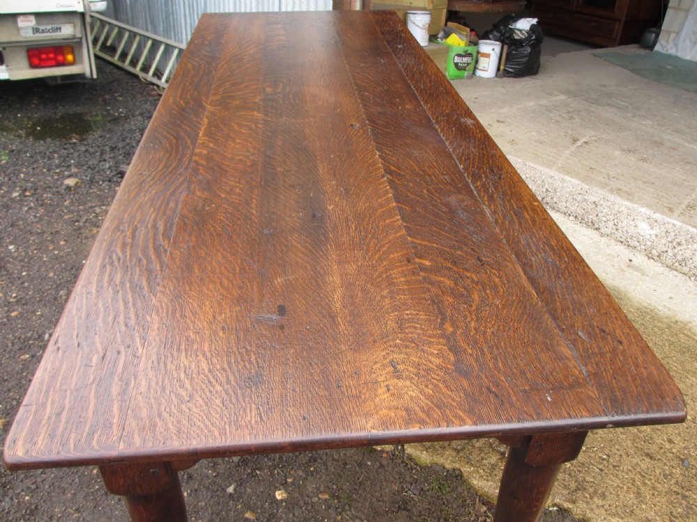Superb 19th Century Solid Oak 8ft Refectory Dining Table View VI