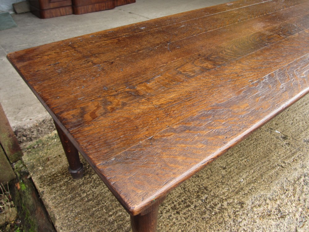 Superb 19th Century Solid Oak 8ft Refectory Dining Table View IX