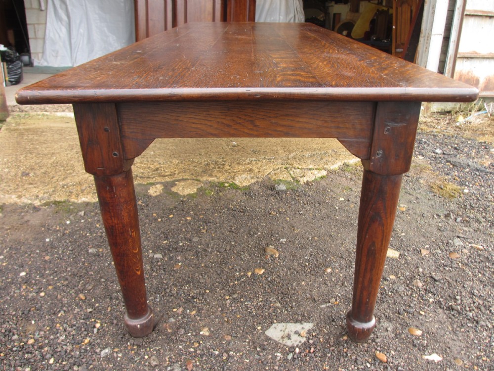 Superb 19th Century Solid Oak 8ft Refectory Dining Table View XI