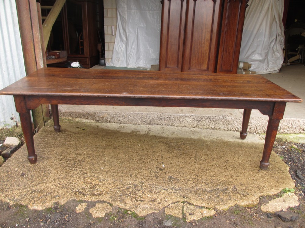 Superb 19th Century Solid Oak 8ft Refectory Dining Table View XII