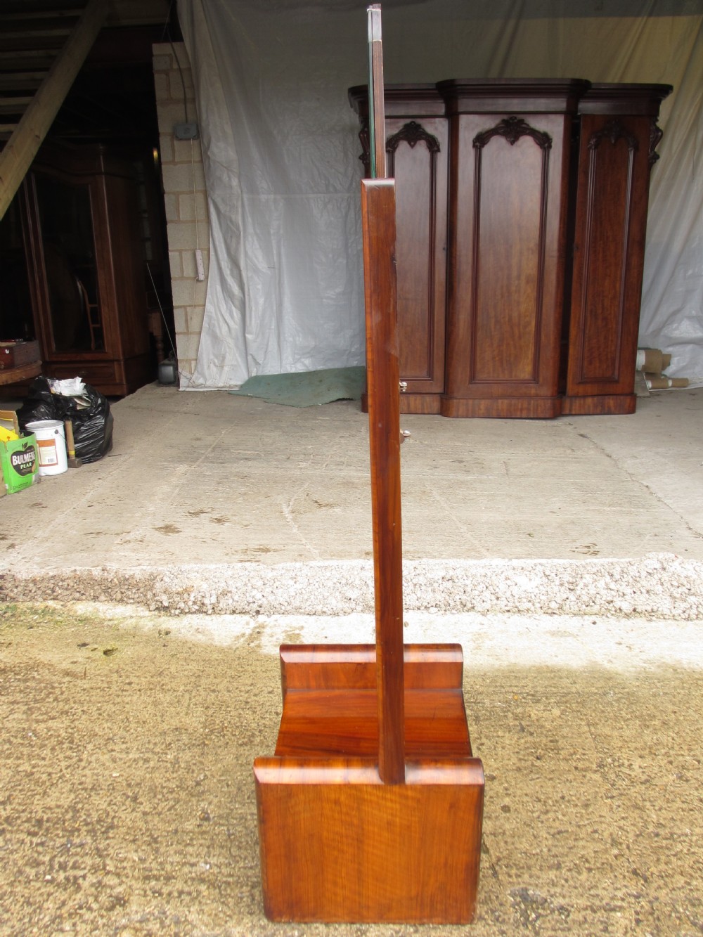Walnut Art Deco Cheval Mirror With Drawer  View III