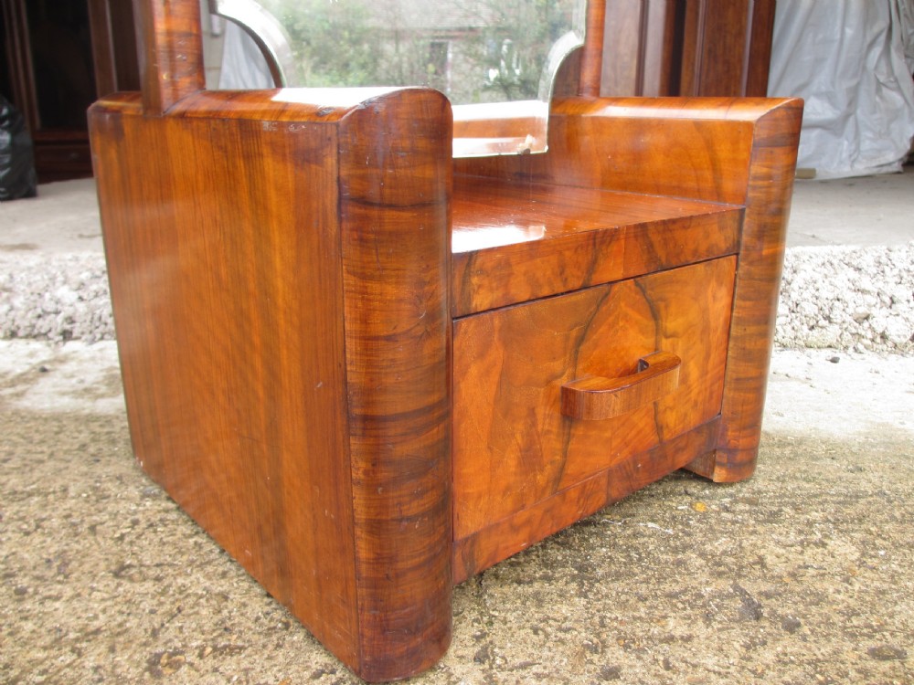 Walnut Art Deco Cheval Mirror With Drawer  View V
