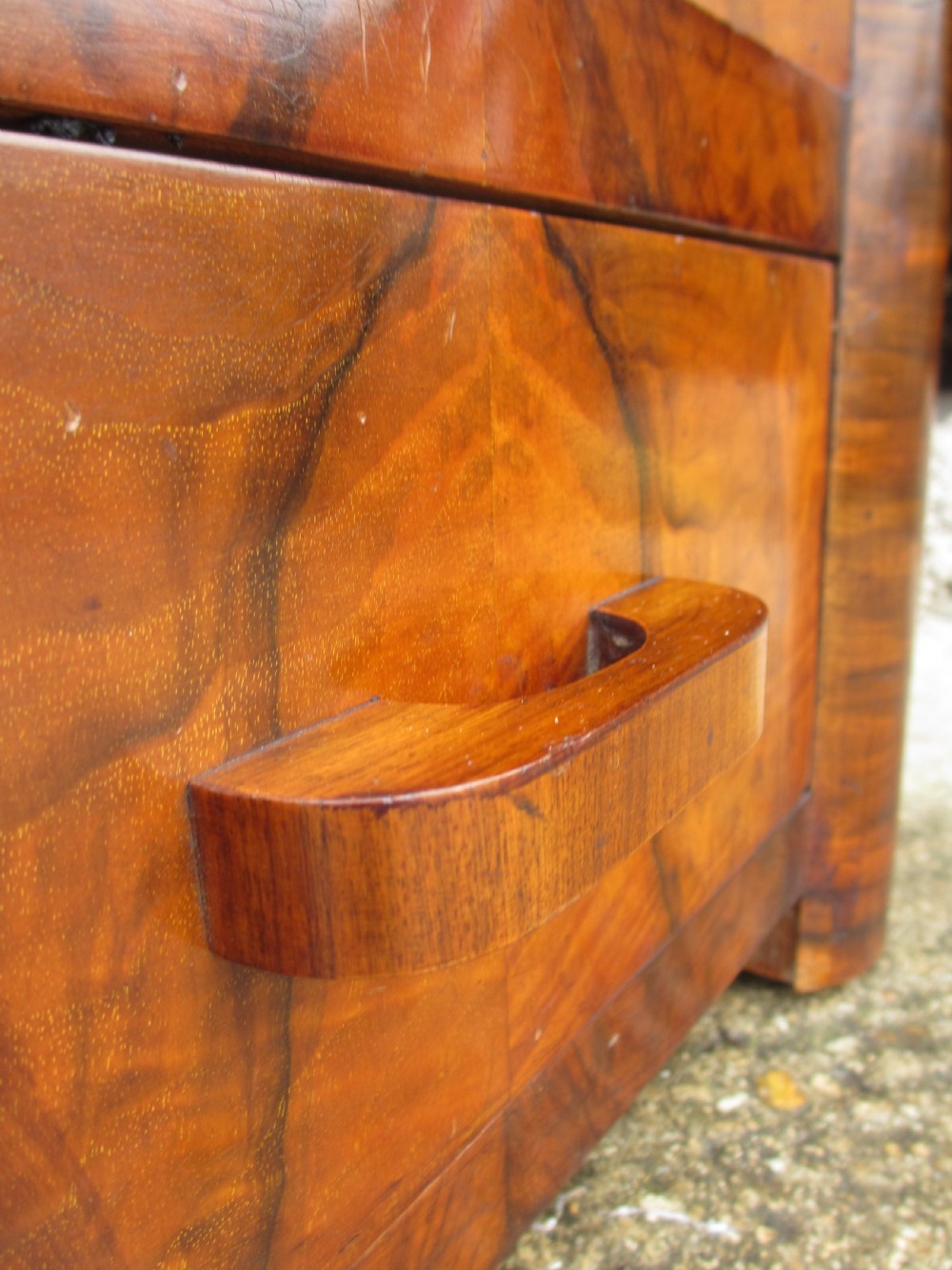 Walnut Art Deco Cheval Mirror With Drawer  View IX