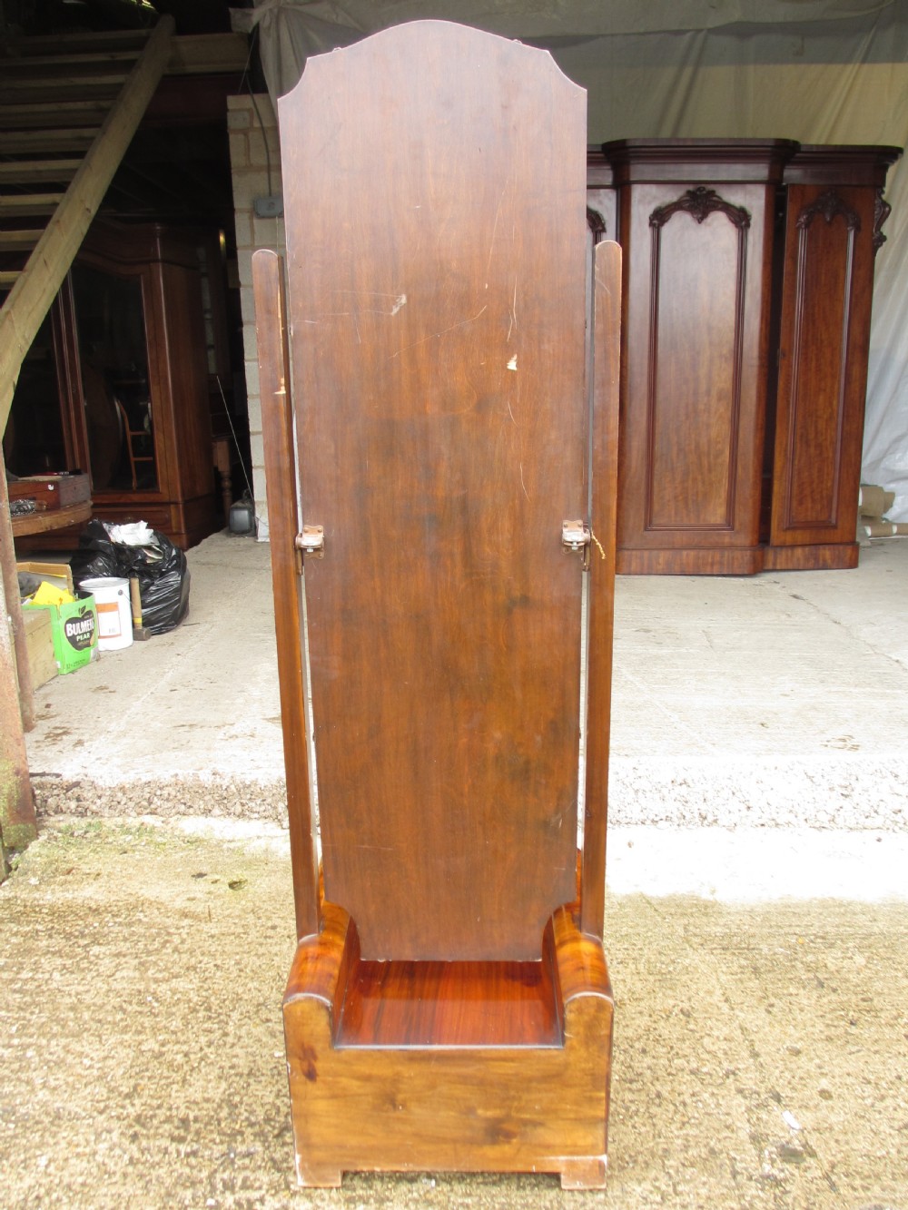 Walnut Art Deco Cheval Mirror With Drawer  View XII