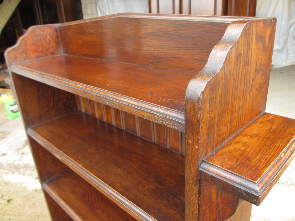  Victorian Oak open Bookcase with gallery top View III