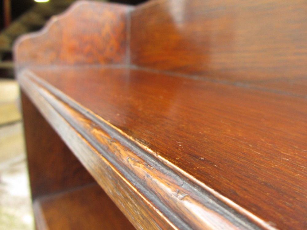  Victorian Oak open Bookcase with gallery top View V