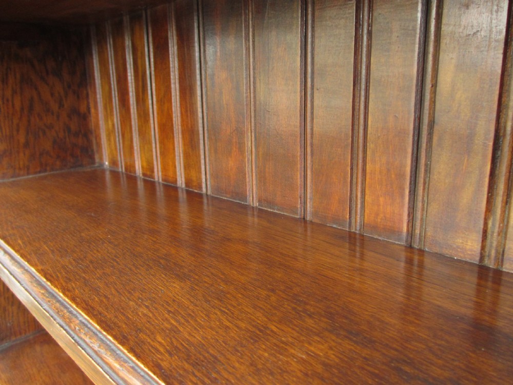  Victorian Oak open Bookcase with gallery top View X