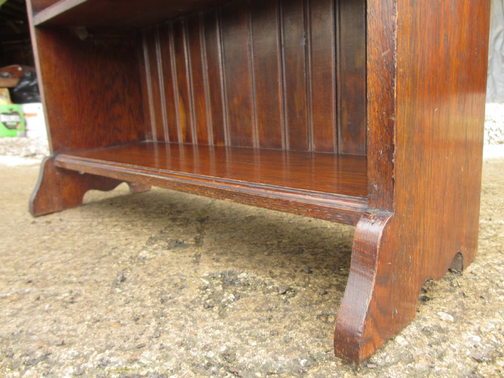  Victorian Oak open Bookcase with gallery top View XI