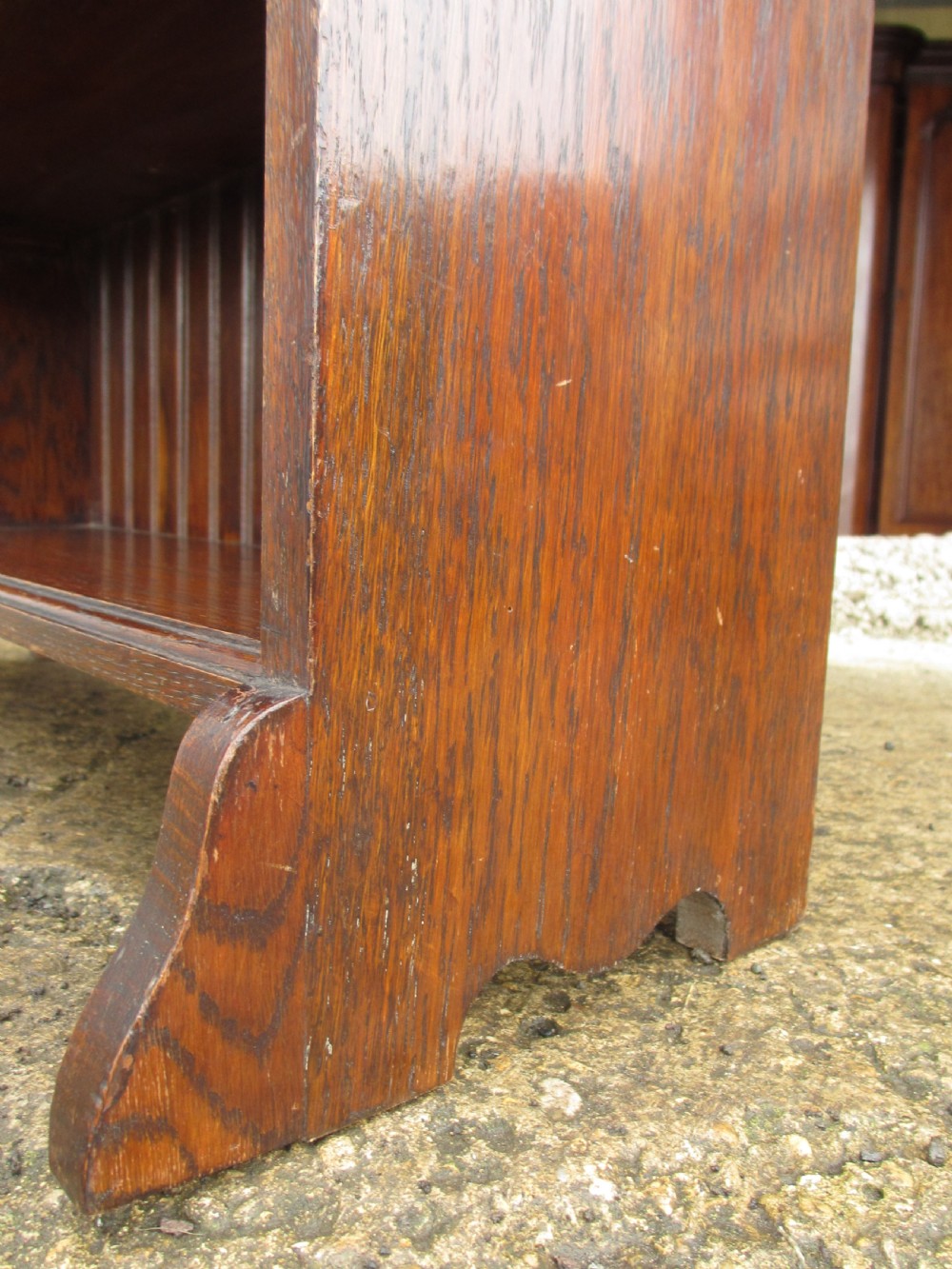  Victorian Oak open Bookcase with gallery top View XII