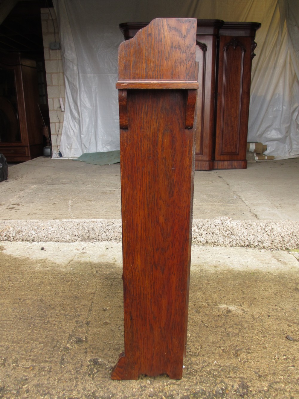  Victorian Oak open Bookcase with gallery top View XIV