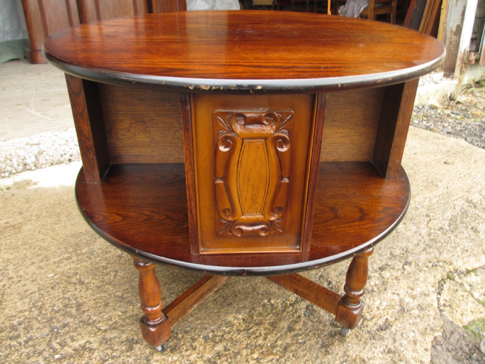 Oak circular coffee table  View II