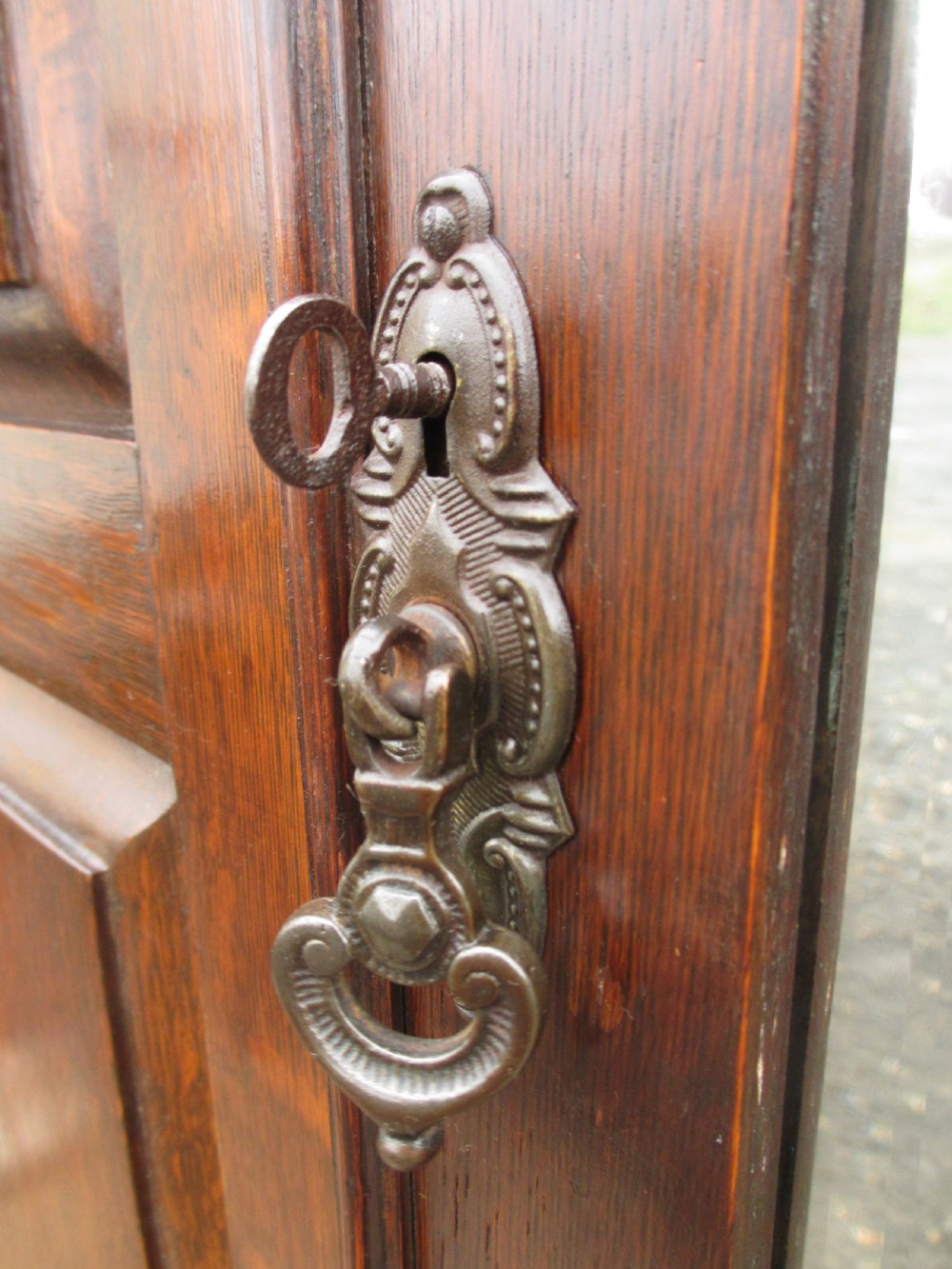 Victorian Oak Art Nouveau oval mirror door Wardrobe View VI