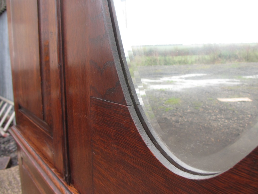 Victorian Oak Art Nouveau oval mirror door Wardrobe View IX