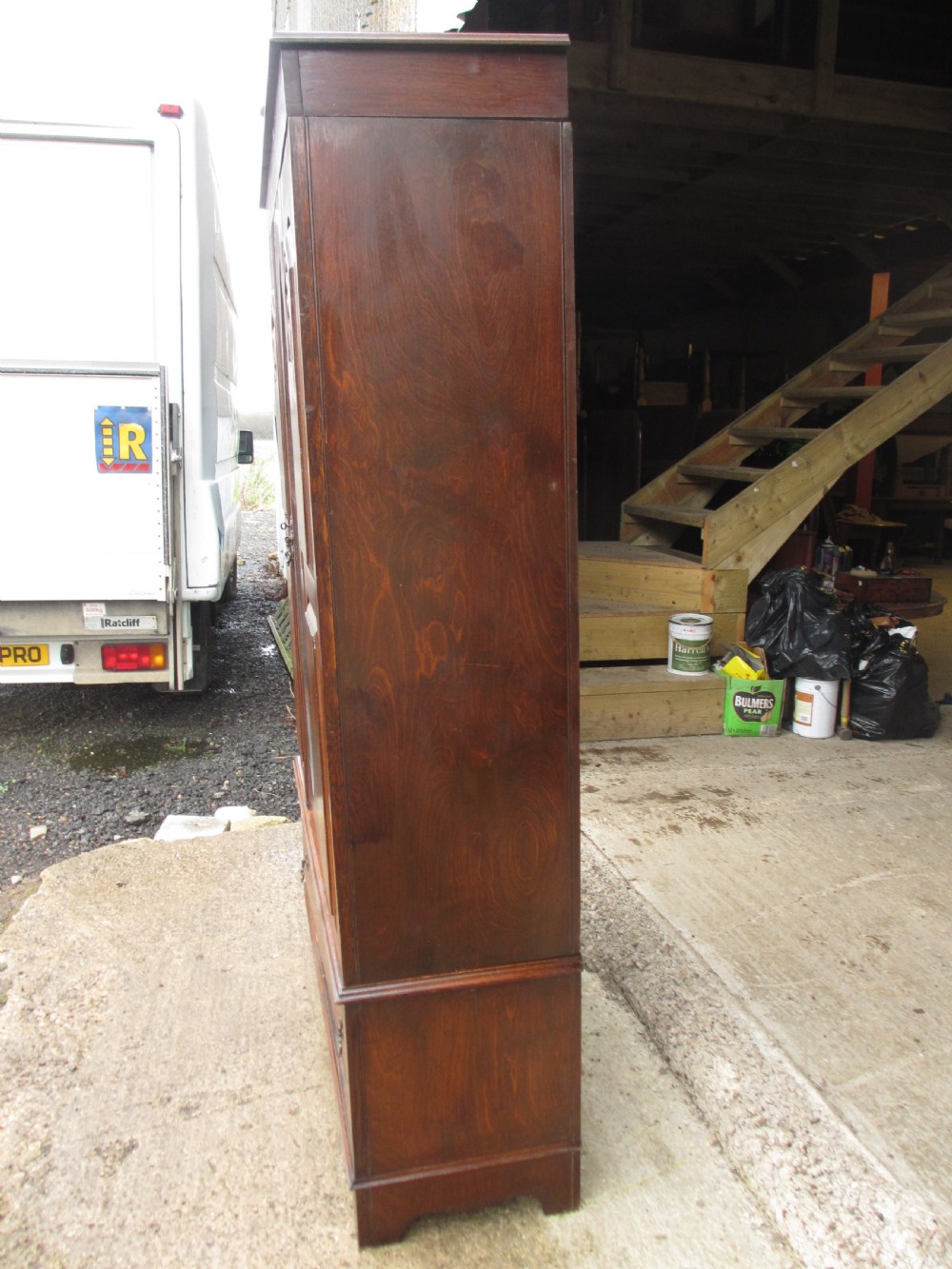 Victorian Oak Art Nouveau oval mirror door Wardrobe View XIII