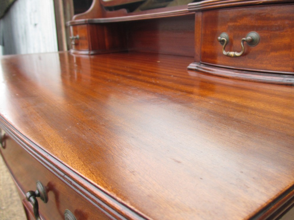 Edwardian mahogany bow front dressing table with large bevel mirror View VI