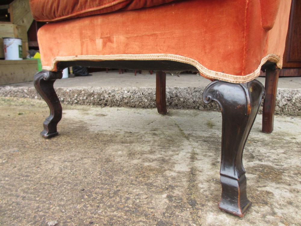 19th Century Wingback upholstered fireside Arm chair  View VI