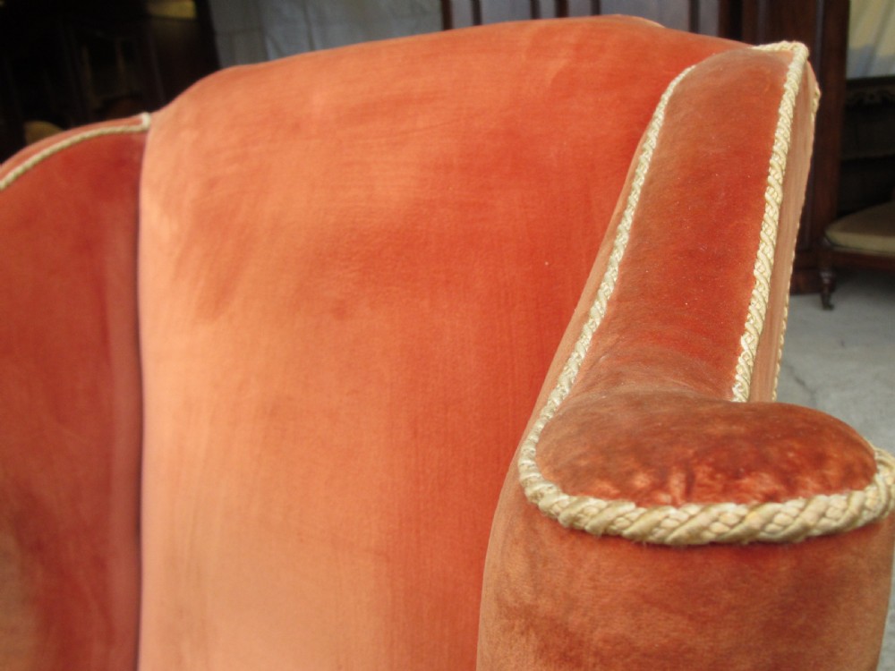 19th Century Wingback upholstered fireside Arm chair  View X