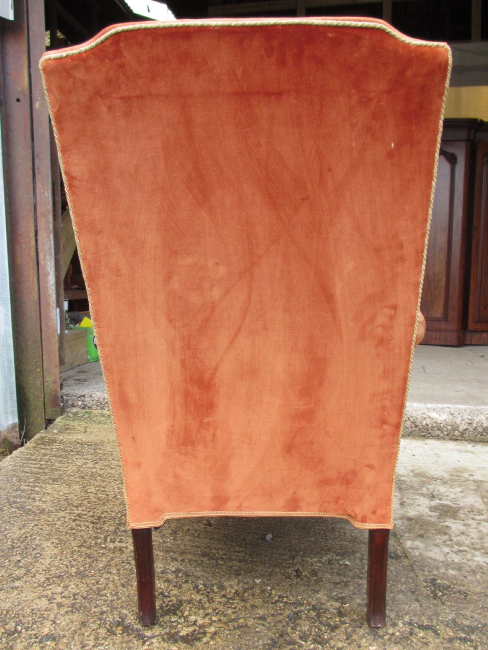 19th Century Wingback upholstered fireside Arm chair  View XIII