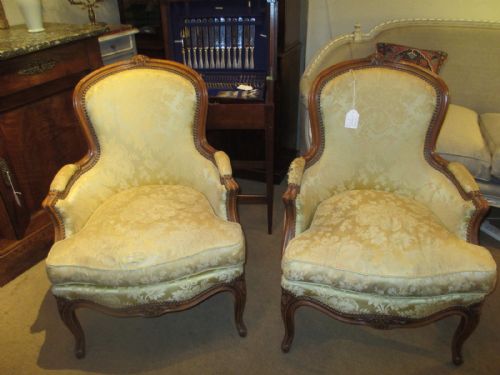 Pair of French Bergere Armchairs