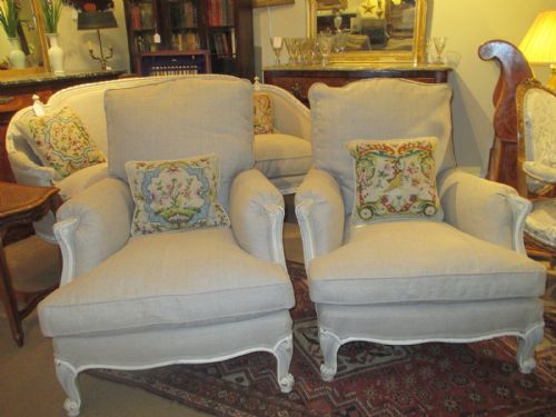 Pair of Large Bergere Armchairs